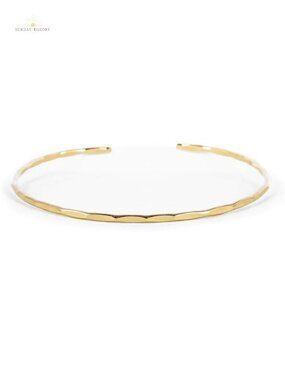 14K Gold Filled Hammered Cuff Bracelet for Women, Dainty Stacking Bangle